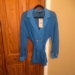 NWT Sheer Blue Zara Wrap Shirt